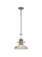 Peninaro 1 Light Multi Height Pendant E27 With 30cm Round Glass Shade, Polished Nickel/Clear