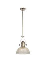 Peninaro 1 Light Multi Height Pendant E27 With 30cm Dome Glass Shade, Polished Nickel/Clear