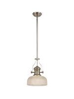 Peninaro 1 Light Multi Height Pendant E27 With 26.5cm Prismatic Glass Shade, Polished Nickel/Clear