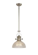 Peninaro 1 Light Multi Height Pendant E27 With 30cm Prismatic Glass Shade, Polished Nickel/Clear