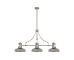 Peninaro 3 Light Linear Multi Height Pendant E27 With 30cm Round Glass Shade, Polished Nickel, Smoked