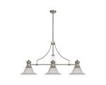 Peninaro 3 Light Linear Multi Height Pendant E27 With 30cm Bell Glass Shade, Polished Nickel, Clear