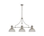 Peninaro 3 Light Linear Multi Height Pendant E27 With 30cm Dome Glass Shade, Polished Nickel, Clear