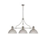 Peninaro 3 Light Linear Multi Height Pendant E27 With 38cm Dome Glass Shade, Polished Nickel, Clear