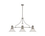 Peninaro 3 Light Linear Multi Height Pendant E27 With 30cm Smooth Bell Glass Shade, Polished Nickel, Clear