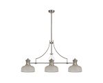 Peninaro 3 Light Linear Multi Height Pendant E27 With 26.5cm Prismatic Glass Shade, Polished Nickel, Clear