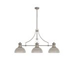 Peninaro 3 Light Linear Multi Height Pendant E27 With 30cm Prismatic Glass Shade, Polished Nickel, Clear