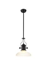 Peninaro 1 Light Multi Height Pendant E27 With 30cm Round Glass Shade, Matt Black/Clear
