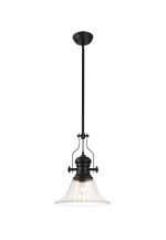 Peninaro 1 Light Multi Height Pendant E27 With 30cm Bell Glass Shade, Matt Black/Clear