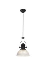 Peninaro 1 Light Multi Height Pendant E27 With 30cm Dome Glass Shade, Matt Black/Clear
