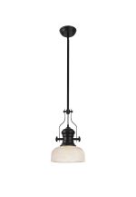 Peninaro 1 Light Multi Height Pendant E27 With 26.5cm Prismatic Glass Shade, Matt Black/Clear