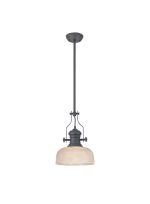 Peninaro Single Multi Height Pendant, 1 x E27, 26.5cm Prismatic Glass, Graphite / Clear