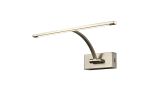 Polenta 34cm 1 Arm Wall Light/Picture Light, 1 x 6W LED, 3000K, 470lm, Satin Nickel, 3yrs Warranty