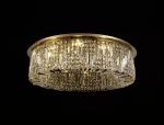 Amerigo 85cm Round Flush Chandelier, 12 Light E14, Gold/Crystal Item Weight: 21kg