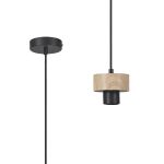 Konos 10cm Suspension (FRAME ONLY), 1 x E27, Matt Black / Teak / Black Fabric