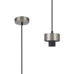 Konos 10cm Suspension (FRAME ONLY), 1 x E27, Satin Nickel / Black Fabric