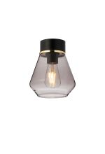 Konos 18cm 1 Light Ceiling E27, With Smoke Glass Shade Matt Black / Smoke