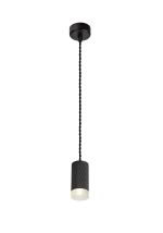 Seaford 6.5cm 1 Light 11cm Pendant Light GU10, Sand Black/Acrylic Ring