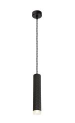 Seaford 6.5cm 1 Light 30cm Pendant Light GU10, Sand Black/Acrylic Ring