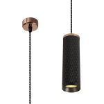 Seaford 6.5cm 1 Light 20cm Pendant Light GU10, Rose Gold/Sand Black