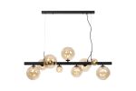 Monza Linear Pendant, 9 x G9, Satin Black, Amber Plated Glass