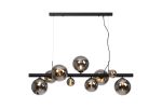 Monza Linear Pendant, 9 x G9, Satin Black, Chrome Plated Glass