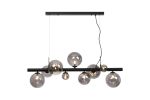 Monza Linear Pendant, 9 x G9, Satin Black, Smoke Plated Glass