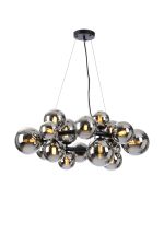 Monza 70cm Circular Pendant, 16 x G9, Satin Black, Chrome Plated Glass