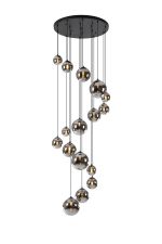 Monza 60cm Pendant, 16 x G9, Satin Black, Chrome Plated Glass