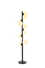 Monza Floor Lamp, 11 x G9, Satin Black, Opal Glass