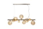 Monza Linear Pendant, 9 x G9, Satin Nickel, Amber Plated Glass