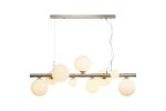 Monza Linear Pendant, 9 x G9, Satin Nickel, Opal Glass