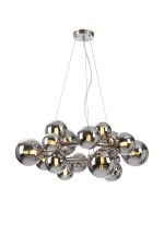 Monza 70cm Circular Pendant, 16 x G9, Satin Nickel, Chrome Plated Glass