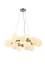 Monza 70cm Circular Pendant, 16 x G9, Satin Nickel, Opal Glass