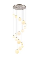 Monza 60cm Pendant, 16 x G9, Satin Nickel, Opal Glass