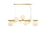 Monza Linear Pendant, 9 x G9, Satin Gold, Opal Glass