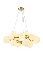 Monza 70cm Circular Pendant, 16 x G9, Satin Gold, Opal Glass