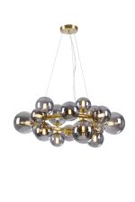 Monza 70cm Circular Pendant, 16 x G9, Satin Gold, Smoke Plated Glass