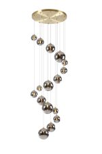 Monza 60cm Pendant, 16 x G9, Satin Gold, Chrome Plated Glass