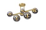 Monza Semi Flush Ceiling Light, 6 x G9, Satin Gold, Chrome Plated Glass