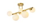 Monza Semi Flush Ceiling Light, 6 x G9, Satin Gold, Opal Glass