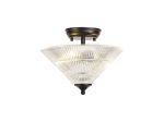 Amara 2 Light Semi Flush Ceiling E27 With Cone 30cm Glass Shade Matt Black/Clear