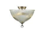 Amara 2 Light Semi Flush Ceiling E27 With Dome 38cm Glass Shade Satin Nickel/Clear