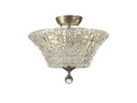 Amara 2 Light Semi Flush Ceiling E27 With Round 38cm Patterned Glass Shade Satin Nickel/Clear Item Weight: 6.0kg