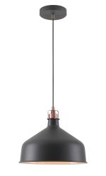 Tourish 30cm Medium Pendant, 1 x E27, Graphite/Copper/White