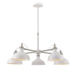 Tourish 94cm Telescopic Pendant/Semi Ceiling 5 Light, 5 x E27, Sand White/Satin Nickel/White
