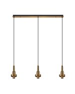 Urasawa Linear 3 Light Pendant, (FRAME ONLY), 3 x E27, Brass Gold/Matt Black