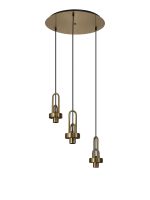 Urasawa 45cm 2m Round 3 Light Pendant, (FRAME ONLY), 3 x E27, Brass Gold / Matt Black