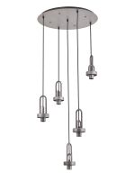 Urasawa 55cm 2.5m Round 5 Light Pendant, (FRAME ONLY), 5 x E27, Aged Pewter / Matt Black