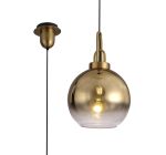 Urasawa 1 Light Pendant E27 With 30cm Globe Glass, Brass Gold/Matt Black/Clear